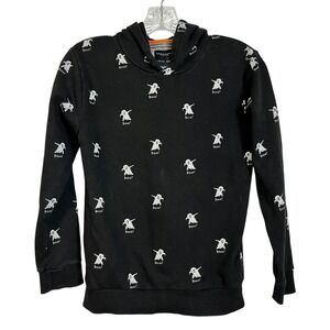 Denim‎ & Flower Ricky Singh Kids Black Ghost Print Halloween Hoodie Size 9/10